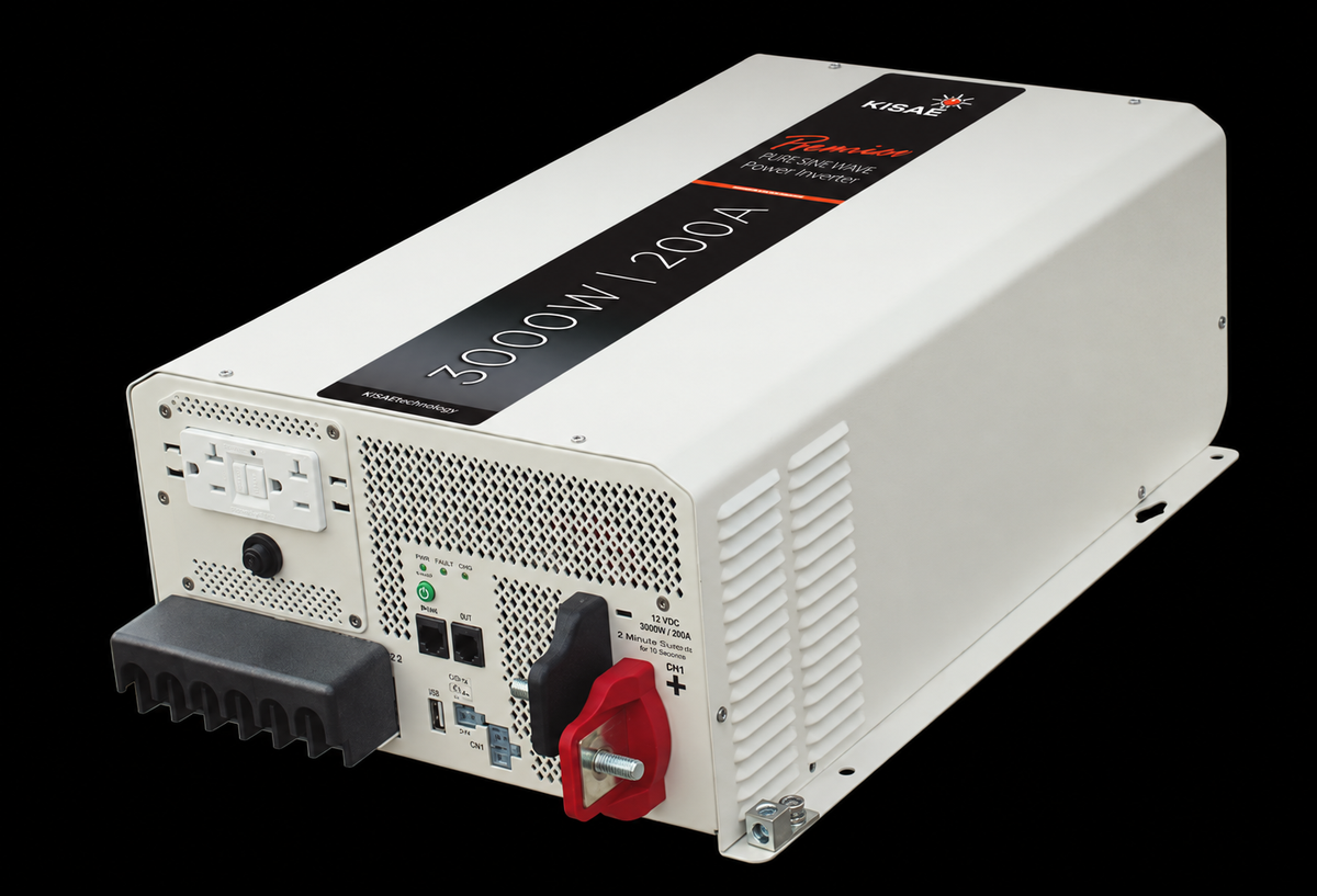 KISAE PPS1230200 inverter charger on a black background